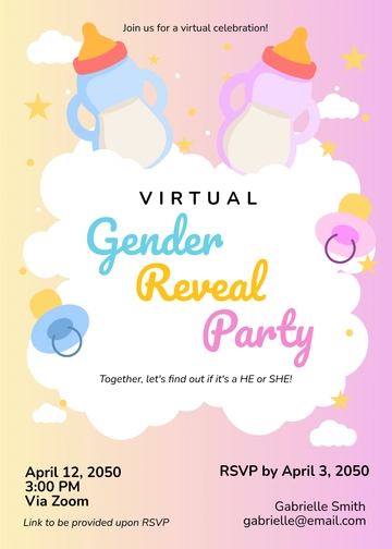 Free Creative Virtual Gender Reveal Invitation Template to Edit Online