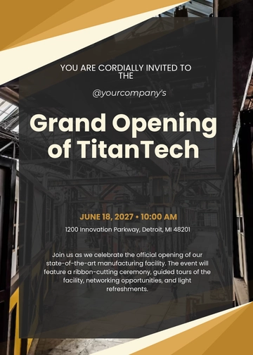 Free Manufacturing Facility Grand Opening Invitation Template to Edit Online