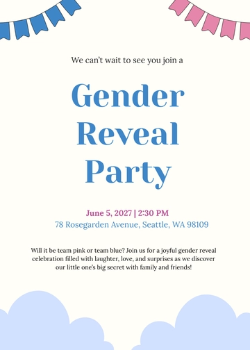 Free Pink and Blue Gender Reveal Invitation Template to Edit Online