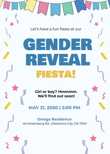 Free Colorful Fiesta Gender Reveal Invitation Template to Edit Online