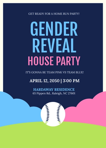 Free Baseball Gender Reveal Invitation Template to Edit Online