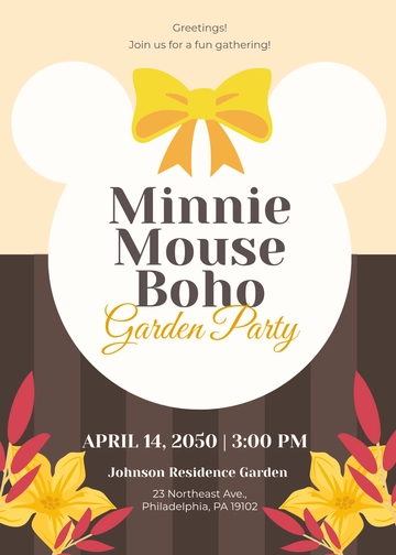 Free Boho Minnie Mouse Invitation Template to Edit Online