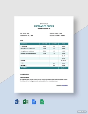 Simple Freelancer Order Template