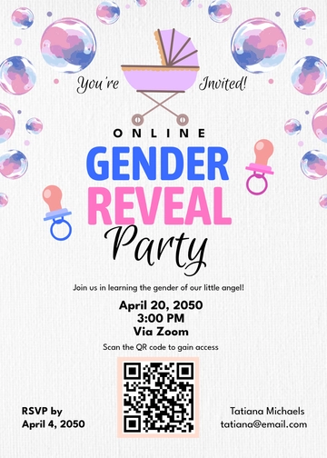 Free Gender Reveal Invitation with QR Code Template to Edit Online