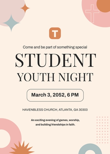 Free Aesthetic Student Church Invitation Template to Edit Online