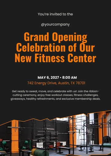 Free Fitness Center Grand Opening Invitation Template to Edit Online