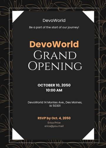 Free Formal Business Grand Opening Invitation Template to Edit Online