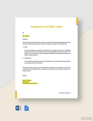Freelancer Job Offer Letter
