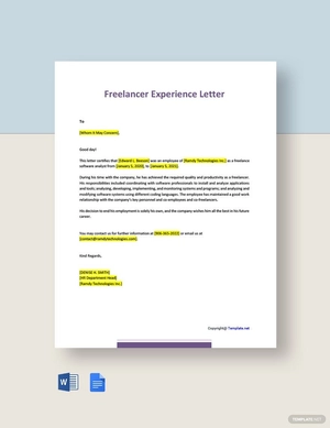 Freelancer Experience Letter