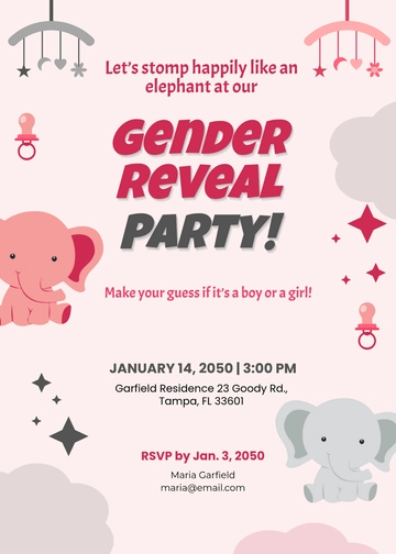 Free Elephant Gender Reveal Invitation Template to Edit Online