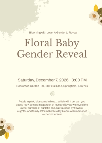 Free Floral Gender Reveal Invitation Template to Edit Online