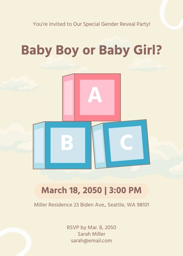Free Baby Blocks Gender Reveal Invitation Template to Edit Online