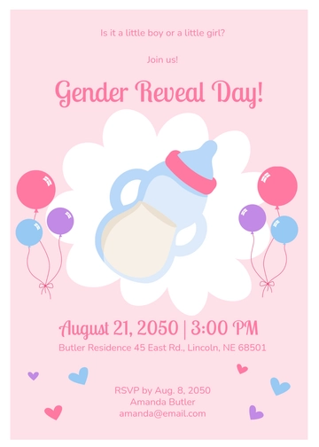 Free Little Sweetheart Gender Reveal Invitation Template to Edit Online