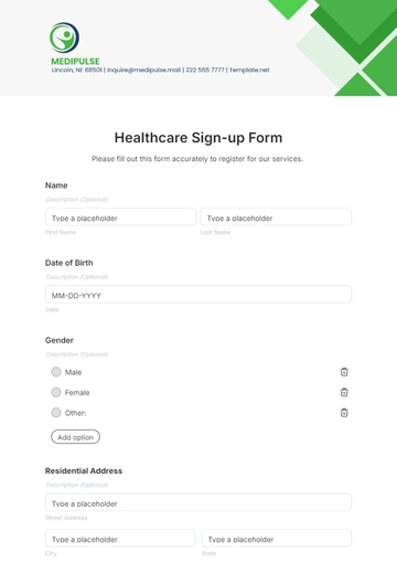 Free Healthcare Sign-up Form Template to Edit Online