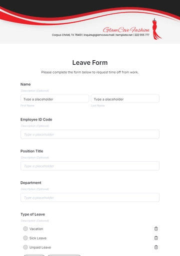Free Leave Form Template to Edit Online