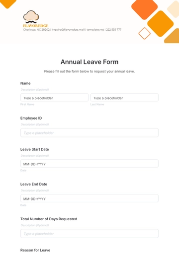 Free Annual Leave Form Template to Edit Online