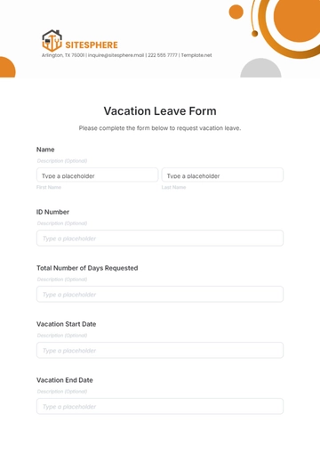 Free Vacation Leave Form Template to Edit Online