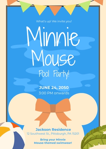 Free Colorful Minnie Mouse Invitation Template to Edit Online