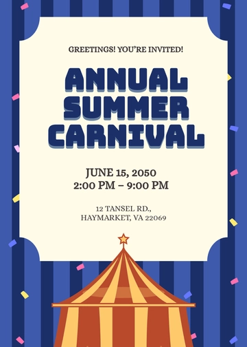 Free Editable Carnival Ticket Invitation Template to Edit Online