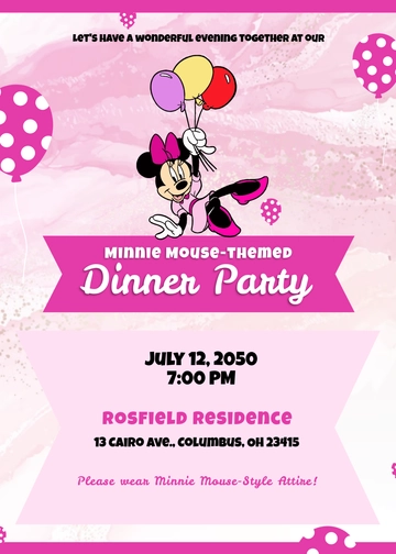 Free Minnie Mouse Pink Invitation Template to Edit Online