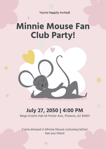 Free Aesthetic Minnie Mouse Invitation Template to Edit Online