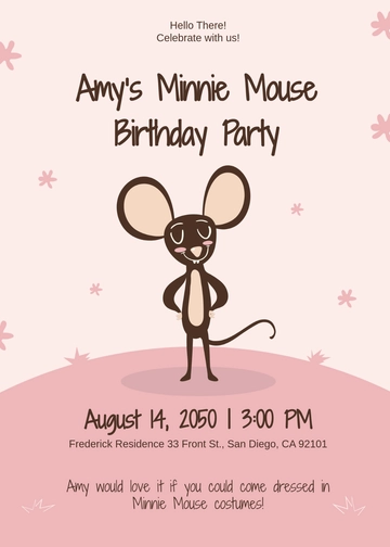 Free Minnie Mouse Themed Invitation Template to Edit Online