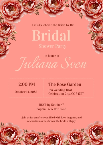 Free Bridal Shower Invitation Message Template to Edit Online
