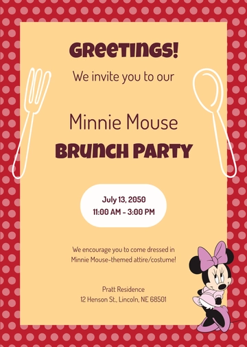 Free Minnie Mouse Invitation Card Template to Edit Online