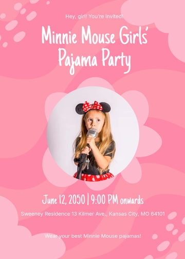 Free Minnie Mouse Invitation for Girls Template to Edit Online