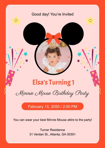 Free Minnie Mouse Baby Invitation Template to Edit Online
