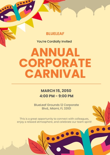 Free Professional Corporate Carnival Invitation Template to Edit Online