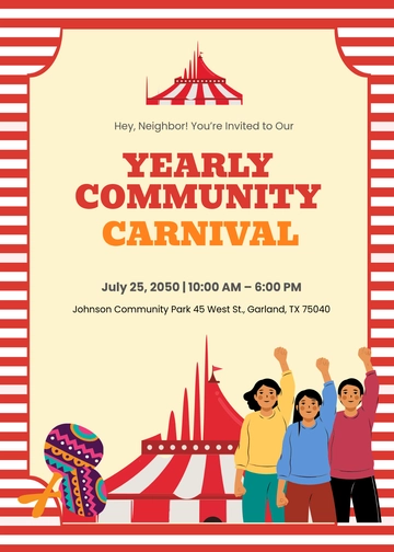 Free Community Carnival Invitation Template to Edit Online