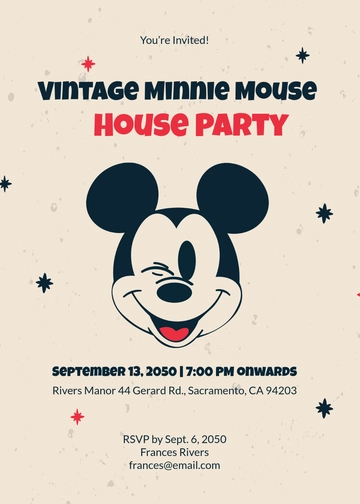Free Blank Minnie Mouse Vintage Invitation Template to Edit Online
