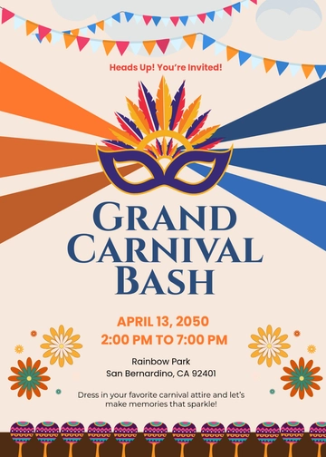Free Modern Carnival Bash Invitation Template to Edit Online