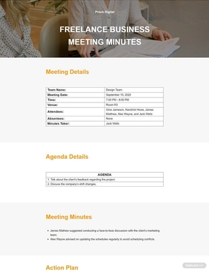 Freelance Business Meeting Minute Template