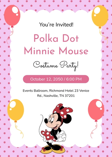 Free Polka Dot Minnie Mouse Invitation Template to Edit Online
