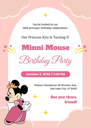 Free Minnie Mouse Princess Invitation Template to Edit Online