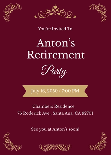 Free Retirement Formal Invitation Template to Edit Online