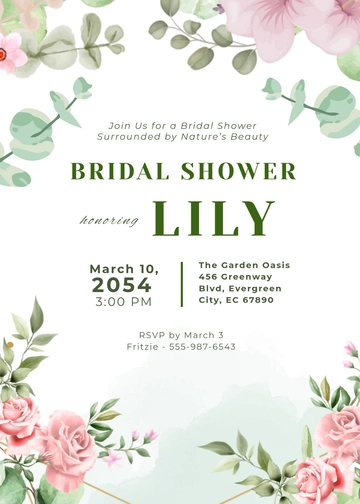 Free Greenery Bridal Shower Invitation Template to Edit Online