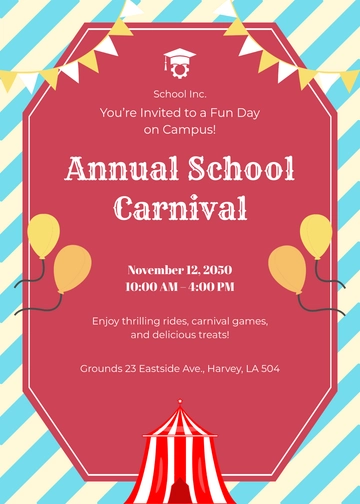 Free School Carnival Invitation Template to Edit Online