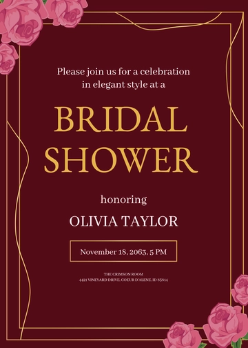 Free Burgundy Bridal Shower Invitation Template to Edit Online