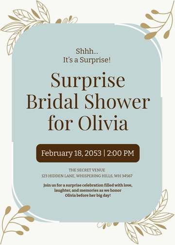Free Surprise Bridal Shower Invitation Template to Edit Online