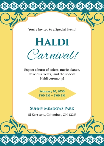 Free Haldi Carnival Invitation Template to Edit Online