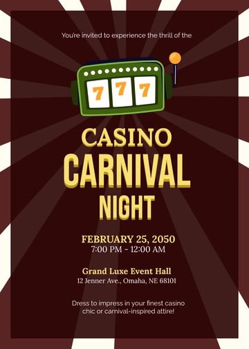 Free Creative Casino Carnival Invitation Template to Edit Online