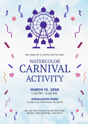 Free Watercolor Carnival Invitation Template to Edit Online