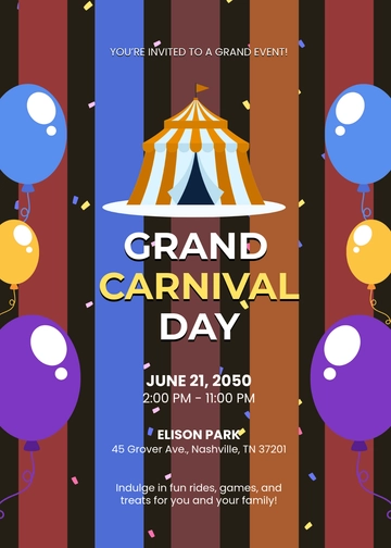 Free Colorful Stripes Carnival Invitation Template to Edit Online