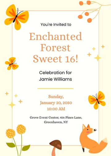 Free Enchanted Forest Sweet 16 Invitation Template to Edit Online