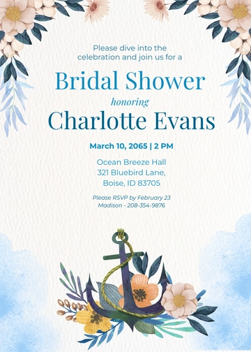 Free Blue Bridal Shower Invitation Template to Edit Online