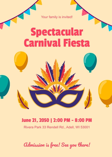 Free Digital Carnival Invitation Template to Edit Online