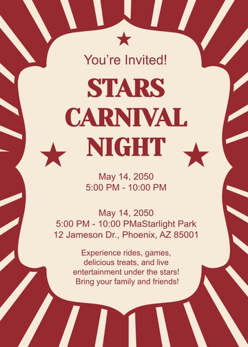 Free Stars Carnival Invitation Template to Edit Online
